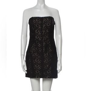 NWT ML by Monique Lhuillier Strapless Black Floral Lace Mini Dress Sz 6